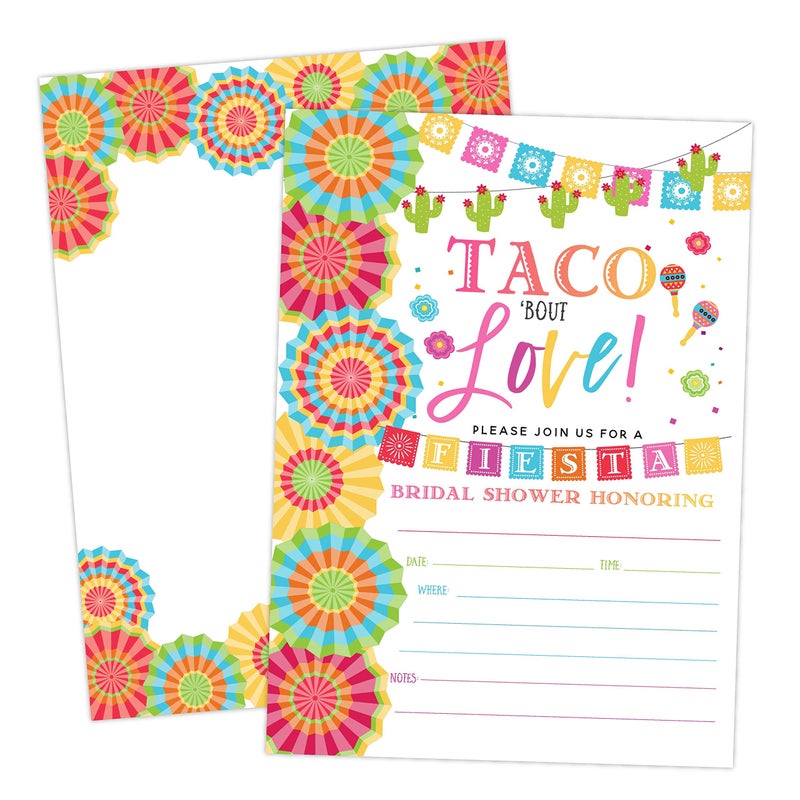 Your Main Event Prints Fiesta Bridal Shower Invitations - Taco Bout Love - 20 Invitations - No Envelopes Included - Image 1